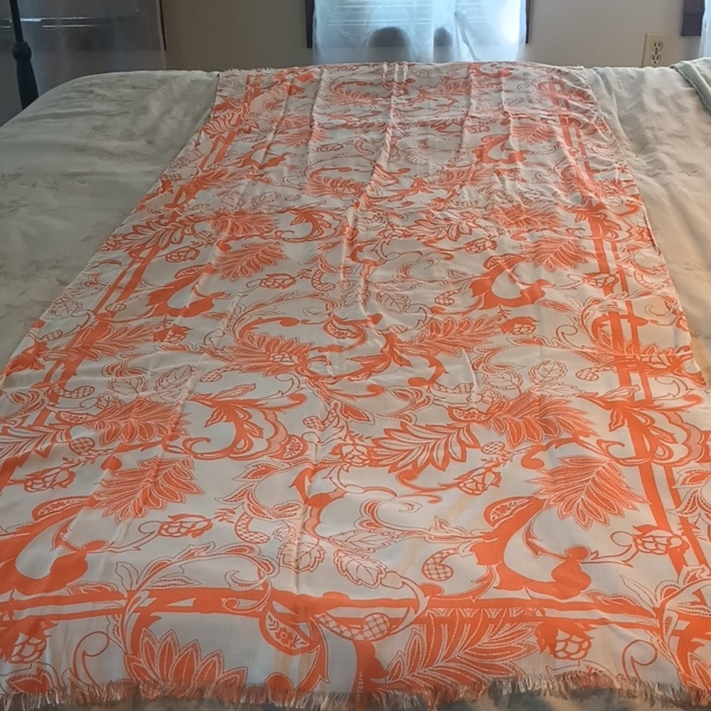 Talbots Vibrant Orange and White Scarf